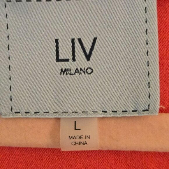 LIV Milano Dolman Sleeve Rhinestone Star Sweater Tomato Size L - Picture 4 of 5